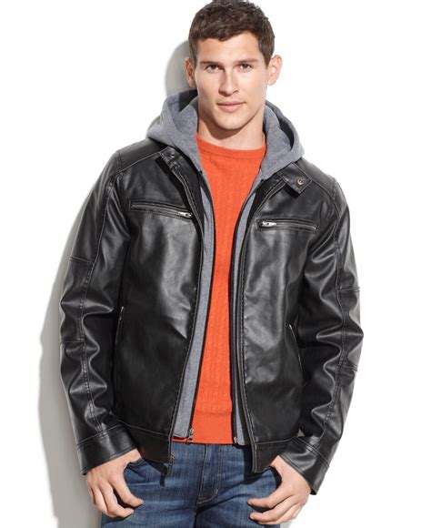 guess faux leather jacket men.